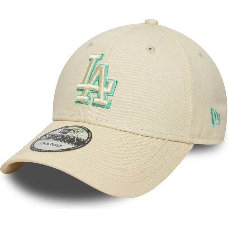 shapka-izvita-bezhov-reguliruem-9forty-team-outline-na-los-angeles-dodgers-mlb-ot-new-era
