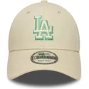 casquette-courbee-beige-ajustable-avec-logo-vert-9forty-team-outline-los-angeles-dodgers-mlb-new-era