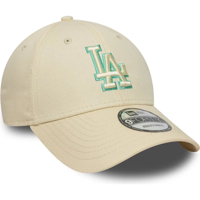 shapka-izvita-bezhov-reguliruem-9forty-team-outline-na-los-angeles-dodgers-mlb-ot-new-era