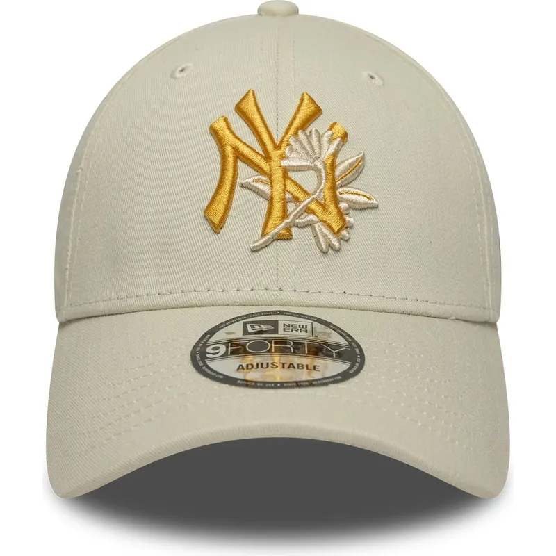 shapka-izvita-bezhov-reguliruem-9forty-floral-icon-na-new-york-yankees-mlb-ot-new-era
