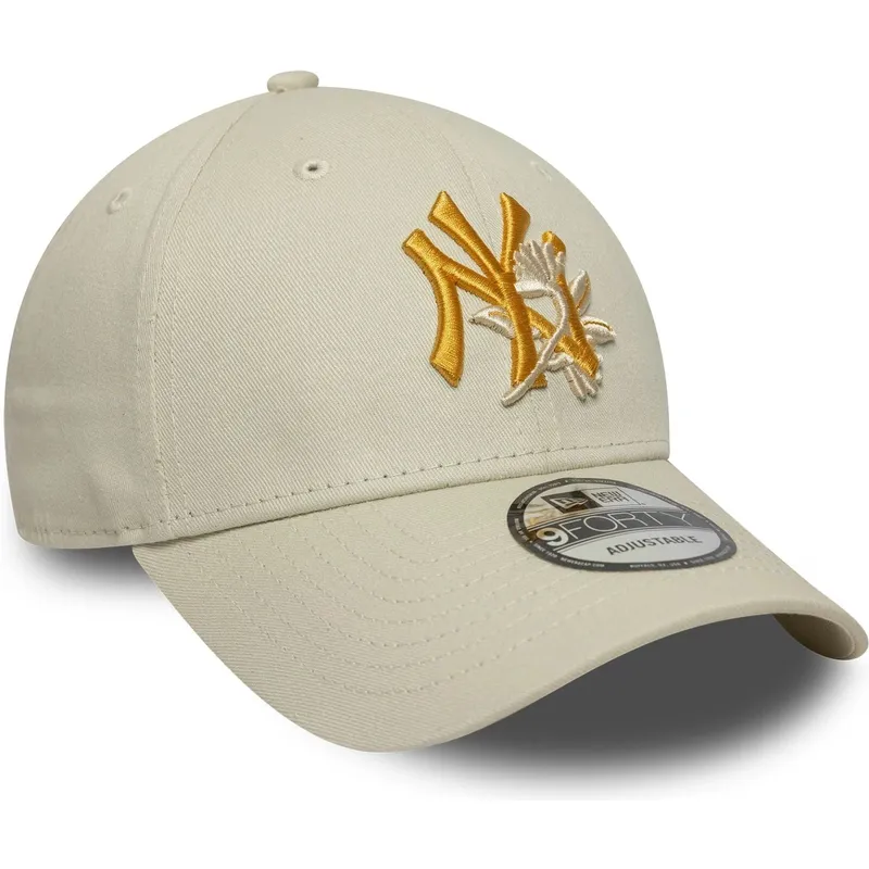 shapka-izvita-bezhov-reguliruem-9forty-floral-icon-na-new-york-yankees-mlb-ot-new-era