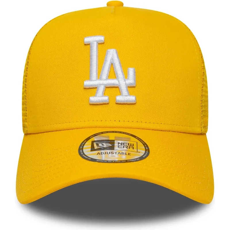 gelbe-trucker-cap-a-frame-league-essential-der-los-angeles-dodgers-mlb-von-new-era