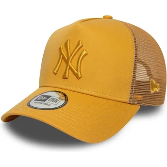 New Era Yellow Logo A Frame League Essential New York Yankees MLB Yellow Trucker Hat