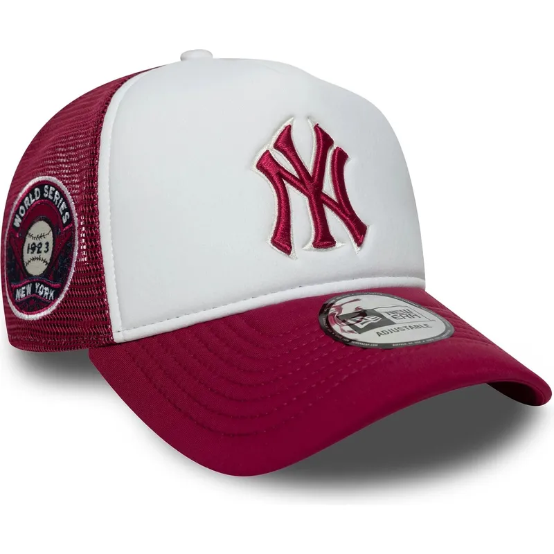 shapka-izvita-traker-chervena-snapbek-e-frame-world-series-na-new-york-yankees-mlb-ot-new-era