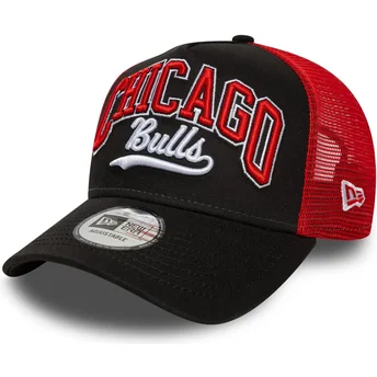 Casquette trucker noire et rouge E Frame Script Chicago Bulls NBA New Era