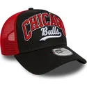 schwarz-rote-chicago-bulls-nba-e-frame-script-trucker-cap-von-new-era