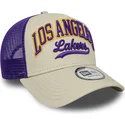 trucker-cap-beige-und-violett-e-frame-script-der-los-angeles-lakers-nba-von-new-era