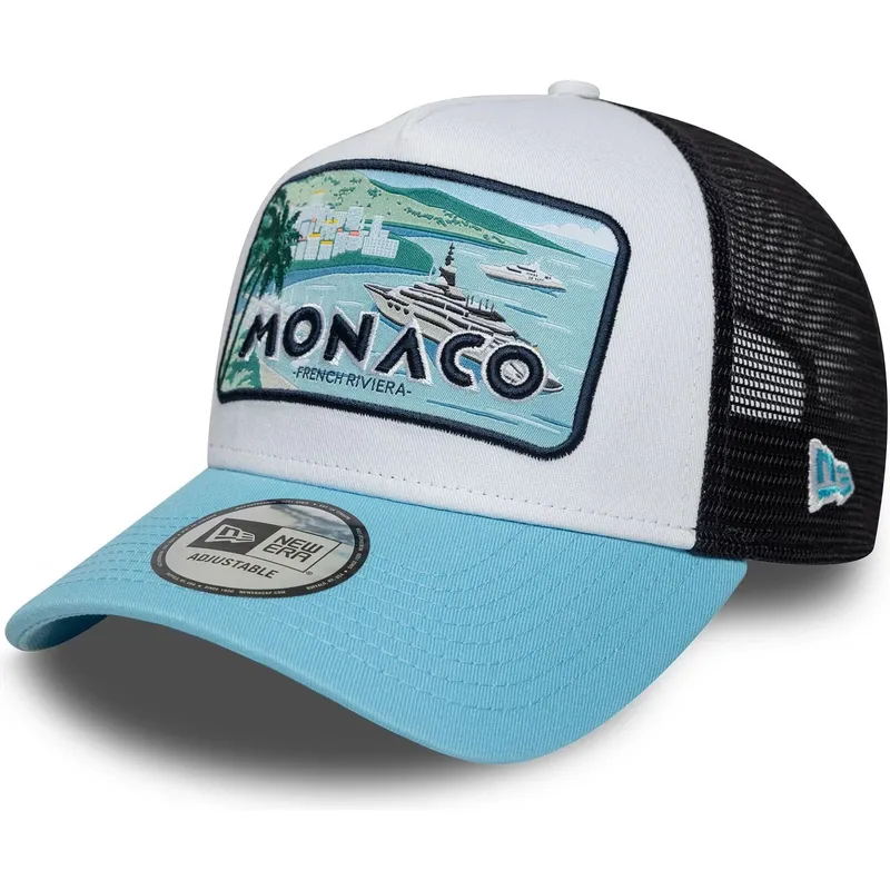hvid-sort-og-bla-monaco-french-riviera-a-frame-summer-trucker-kasket-fra-new-era
