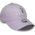 new-era-9forty-floral-icon-verstellbare-violette-damenkappe-mit-gebogenem-schirm-der-new-york-yankees-mlb
