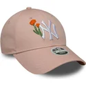 shapka-izvita-roza-reguliruema-9forty-beaded-na-new-york-yankees-mlb-ot-new-era