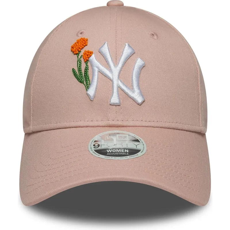 shapka-izvita-roza-reguliruema-9forty-beaded-na-new-york-yankees-mlb-ot-new-era