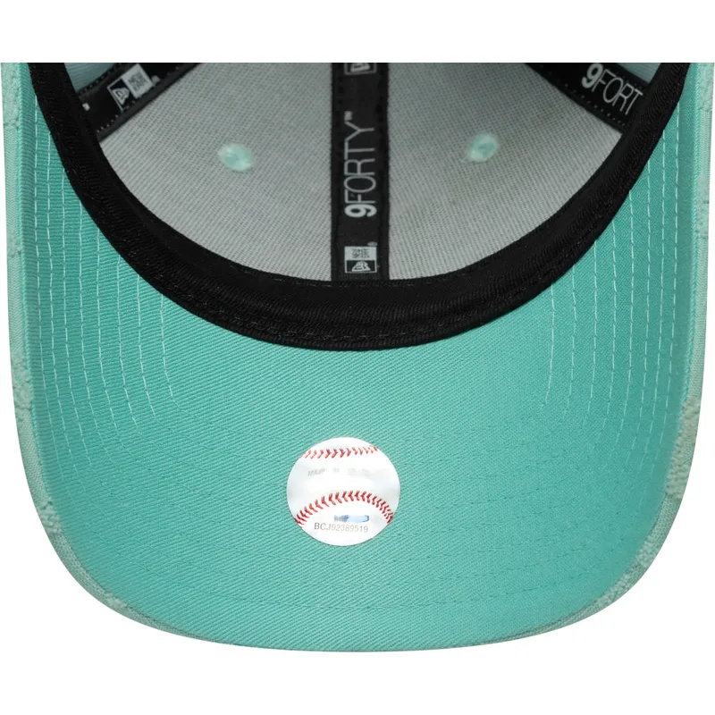 grune-gebogene-verstellbare-damenkappe-9forty-floral-towelling-der-los-angeles-dodgers-mlb-von-new-era