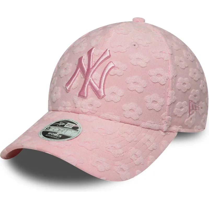 shapka-izvita-roza-reguliruem-9forty-floral-towelling-na-new-york-yankees-mlb-ot-new-era