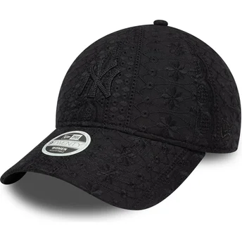 Шапка извита черна регулируем 9TWENTY Broderie на New York Yankees MLB от New Era
