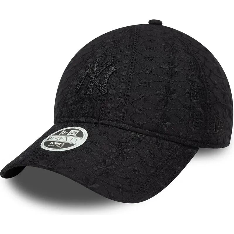 shapka-izvita-cherna-adjustable-strap-para-mujer-con-logo-9twenty-broderie-na-new-york-yankees-mlb-ot-new-era
