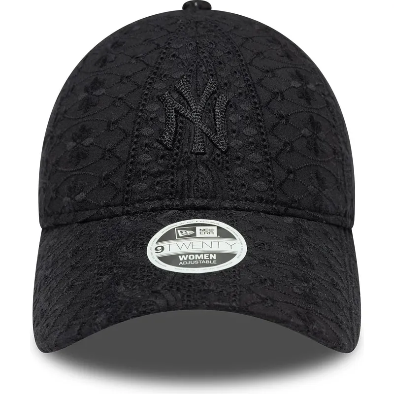 shapka-izvita-cherna-reguliruema-9twenty-broderie-na-new-york-yankees-mlb-ot-new-era