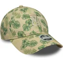 buet-beige-justerbar-kasket-til-kvinder-9twenty-all-over-print-tropical-fra-new-york-yankees-mlb-fra-new-era