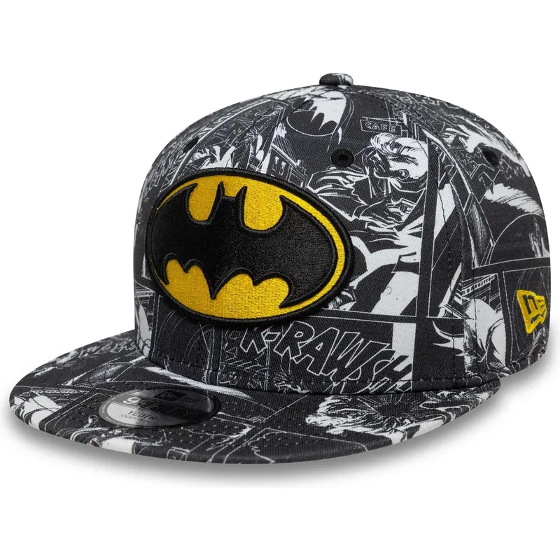shapka-ploska-cherna-snapbek-za-deca-9fifty-all-over-print-na-batman-dc-comics-ot-new-era