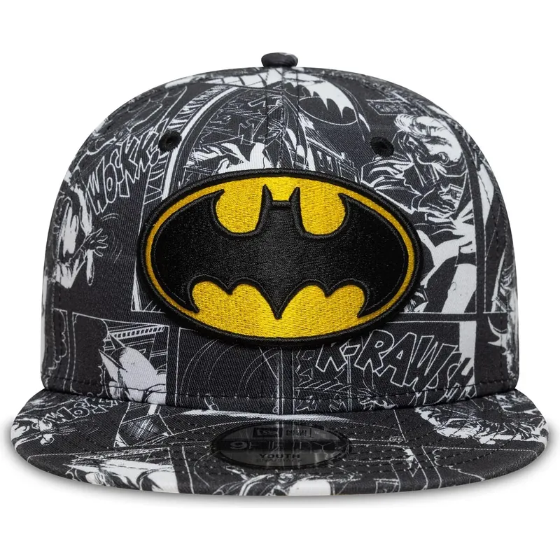 shapka-ploska-cherna-snapbek-za-deca-9fifty-all-over-print-na-batman-dc-comics-ot-new-era