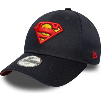 Casquette courbée bleue marine ajustable pour enfant 9FORTY All Over Print Superman DC Comics New Era