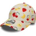 beige-verstellbare-kinderkappe-mit-gebogenem-schirm-9forty-all-over-print-fruit-von-new-era