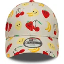 beige-verstellbare-kinderkappe-mit-gebogenem-schirm-9forty-all-over-print-fruit-von-new-era