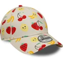 beige-verstellbare-kinderkappe-mit-gebogenem-schirm-9forty-all-over-print-fruit-von-new-era