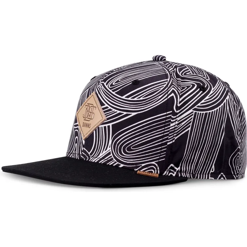 sort-flad-snapback-kasket-ma-pattern-fra-djinns