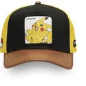 buet-sort-gul-og-brun-snapback-kasket-pikachu-pmk6-pik-pokemon-fra-capslab