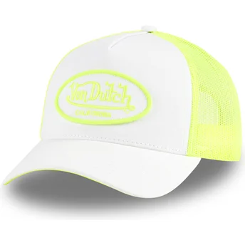Von Dutch FLUO02 CT weiße und gelbe Trucker-Kappe