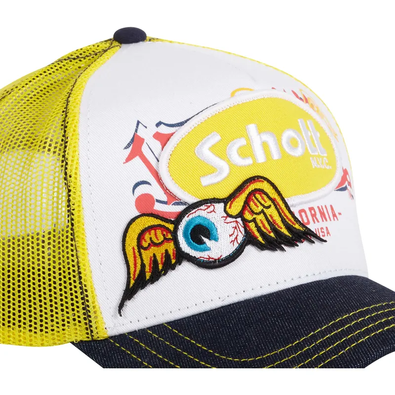 trucker-cap-weiss-gelb-und-schwarz-patch-von-von-dutch-x-schott-nyc