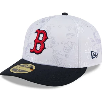 New Era Плоска Козирка 59FIFTY Day Low Profile Boston Red Sox MLB Тъмносиня и Бяла Прилепнала Шапка