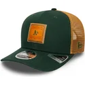 grune-und-braune-9seventy-stretch-snap-trucker-kappe-mit-gepragtem-logo-der-oakland-athletics-mlb-von-new-era