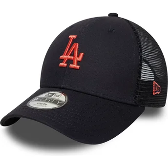 Casquette trucker bleue marine ajustable pour enfant avec logo rouge 9FORTY Homefield Los Angeles Dodgers MLB New Era
