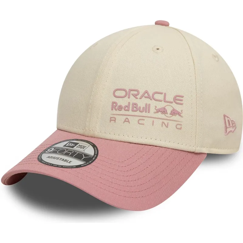 beige-und-rosa-verstellbare-curved-cap-9forty-contrast-von-red-bull-racing-formula-1-von-new-era