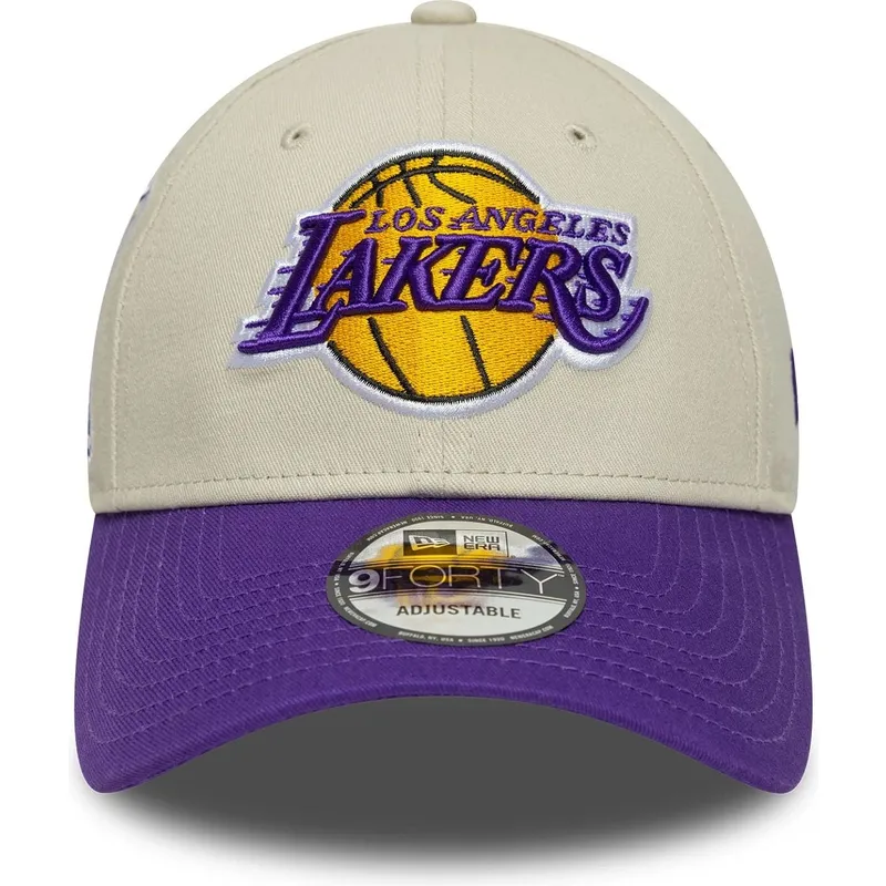 shapka-izvita-bezhov-reguliruem-9forty-contrast-patch-na-los-angeles-lakers-nba-ot-new-era
