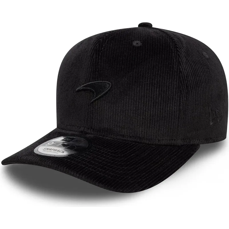 shapka-izvita-cherna-snapbek-9fifty-cord-precurved-na-mclaren-racing-formula-1-ot-new-era