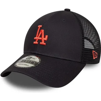 Casquette trucker bleue marine ajustable avec logo rouge 9FORTY Homefield Los Angeles Dodgers MLB New Era