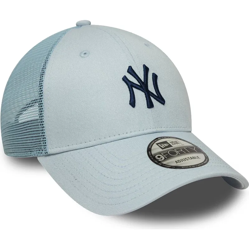 justerbar-bla-trucker-kasket-med-marineblat-logo-9forty-homefield-fra-new-york-yankees-mlb-fra-new-era