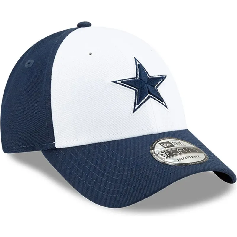 hvid-og-marinebla-buet-kasket-justerbar-til-dreng-9forty-the-league-fra-dallas-cowboys-nfl-fra-new-era