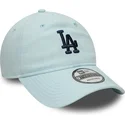 blaue-verstellbare-curved-cap-mit-marineblauem-logo-9twenty-linen-der-los-angeles-dodgers-mlb-von-new-era