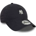 marineblaue-verstellbare-curved-cap-9twenty-mini-logo-washed-der-new-york-yankees-mlb-von-new-era
