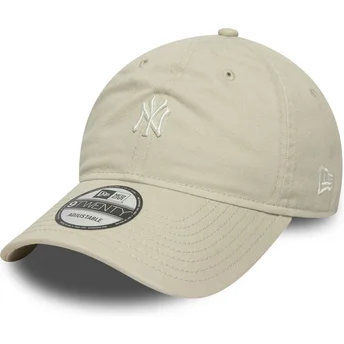 Casquette courbée beige ajustable 9TWENTY Mini Logo Washed New York Yankees MLB New Era