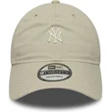 casquette-courbee-beige-ajustable-9twenty-mini-logo-washed-new-york-yankees-mlb-new-era