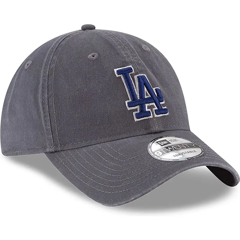 gra-justerbar-kurvet-kasket-med-blat-logo-9twenty-core-classic-fra-los-angeles-dodgers-mlb-fra-new-era