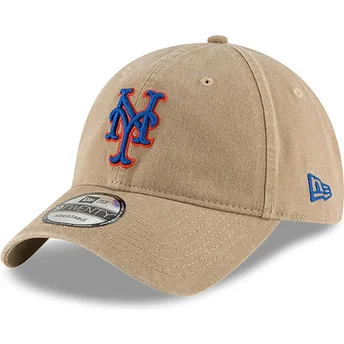 New Era Curved Brim 9TWENTY Core Classic New York Mets MLB Бежова Регулируема Шапка