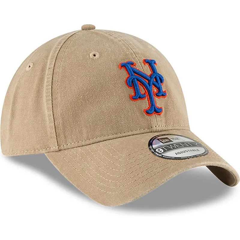 buet-beige-justerbar-9twenty-core-classic-kasket-fra-new-york-mets-mlb-af-new-era