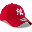 rote-verstellbare-gebogene-kappe-9twenty-core-classic-der-new-york-yankees-mlb-von-new-era