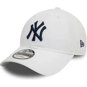 Hvid justerbar buet kasket med blåt logo 9TWENTY Core Classic fra New York Yankees MLB fra New Era