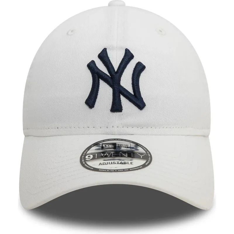 hvid-justerbar-buet-kasket-med-blat-logo-9twenty-core-classic-fra-new-york-yankees-mlb-fra-new-era